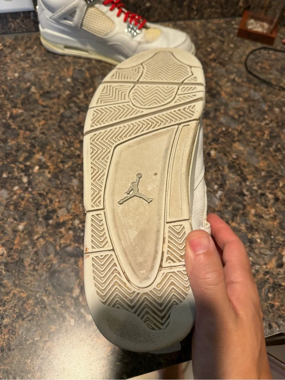 Jordan White Sneakers with Red Laces